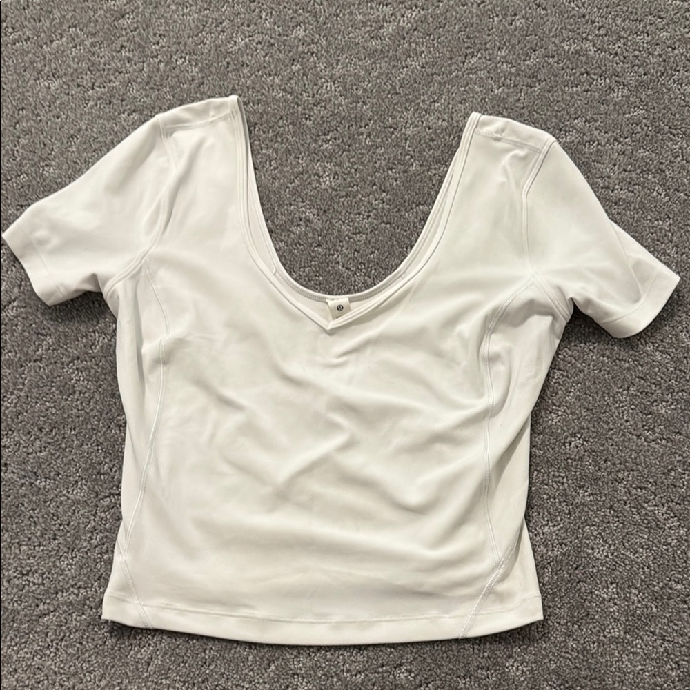 White Women's lululemon v neck short sleeve top